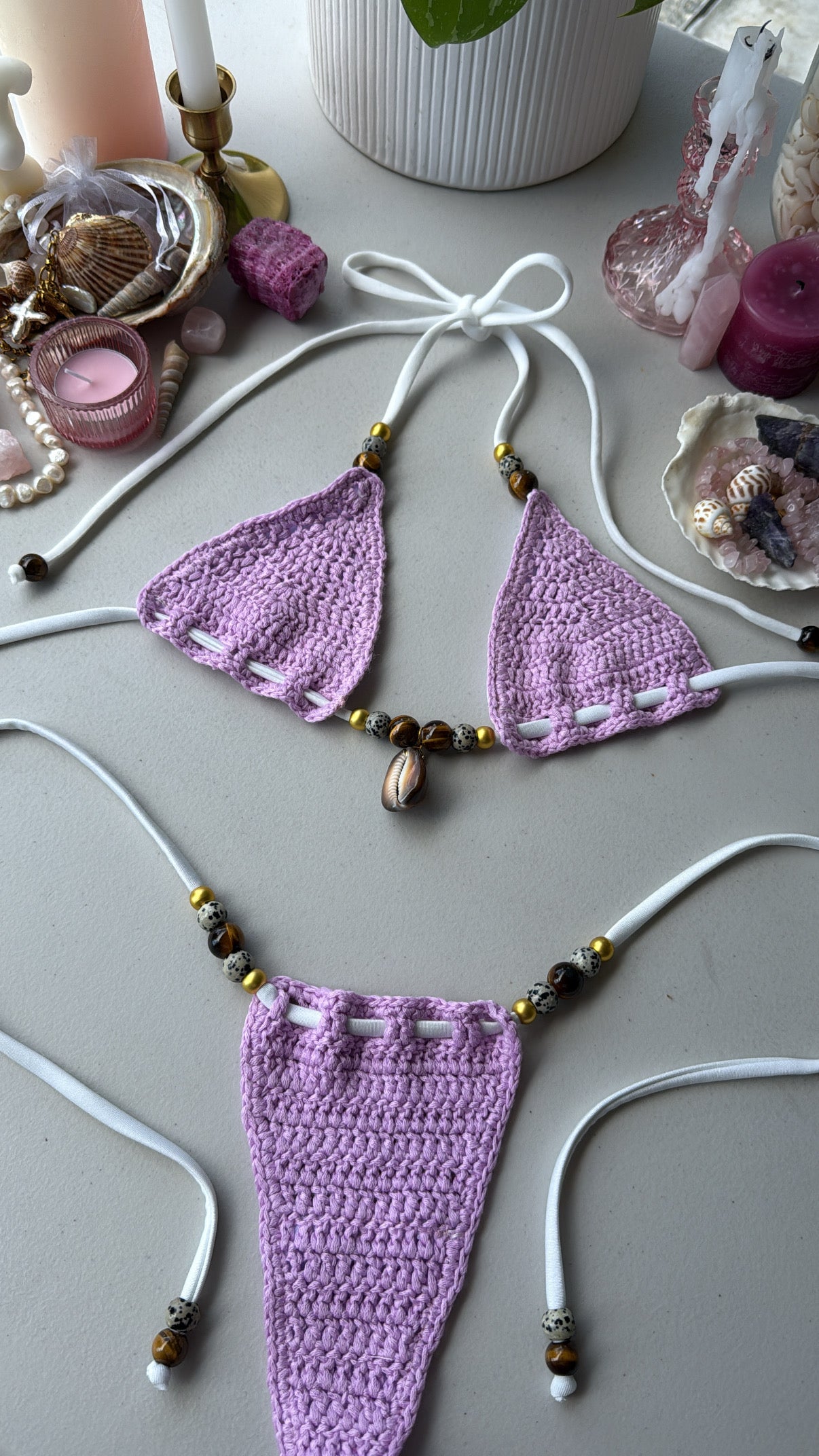 lilac crochet bottoms