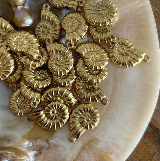 gold spiral shell charm